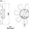 LWAA2D200S-7MNW-01 外形尺寸图，Ø200mm AC轴流风机安装尺寸