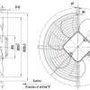 LWAA2D250S-5MEB-03 外形尺寸图，Ø250mm AC轴流风机安装尺寸