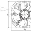 LWAE3G250SS-7PKW-08 外形尺寸图,Ø250mm EC轴流风机安装尺寸