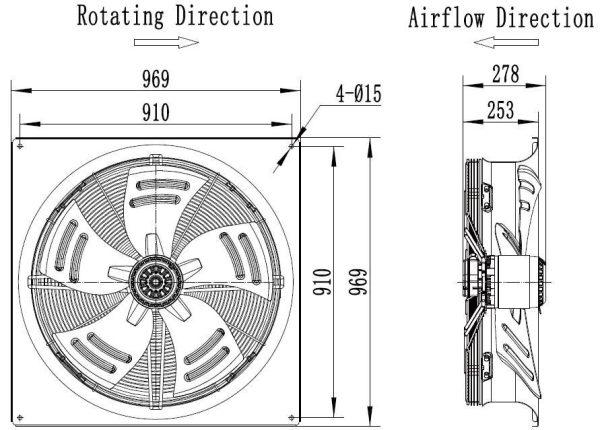 LWAA6D800S-5MKB-03 外形尺寸图,Ø800mm AC轴流风机安装尺寸