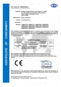 离心风机 CE-LVD 测试报告 — LONGWELL 认证证书