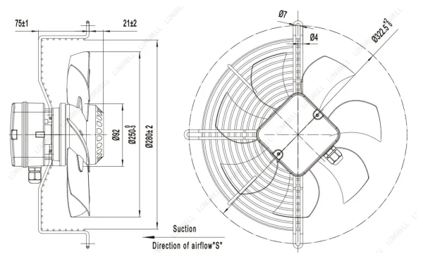LWAA2D250S-5MEB-04 外形尺寸图 dimension drawing LONGWELL 朗伟