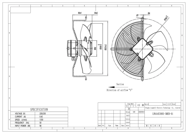 LWAA4E300S-5MEB-01 外形尺寸图 LONGWELL 朗伟 dimension drawing