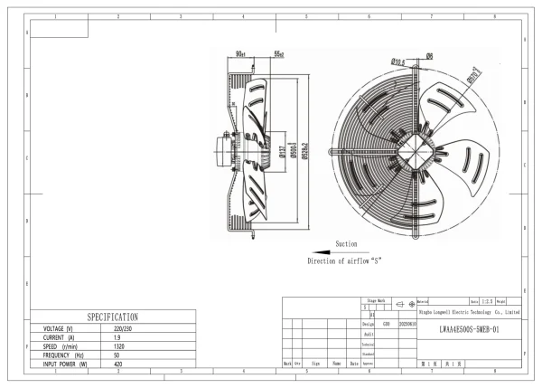 LWAA4E500S-5MEB-01 外形尺寸图 LONGWELL 朗伟 dimension drawing