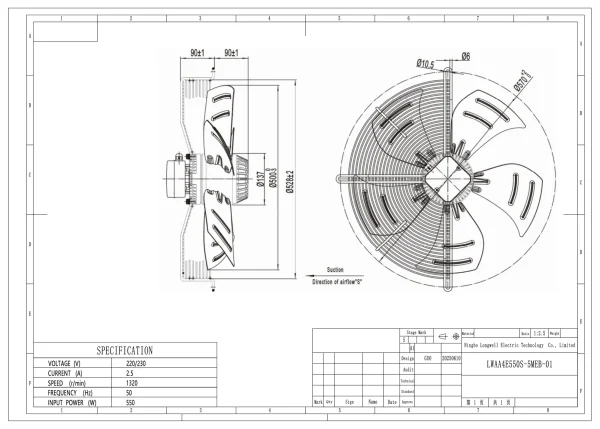 LWAA4E550S-5MEB-01 外形尺寸图 LONGWELL 朗伟 dimension drawing