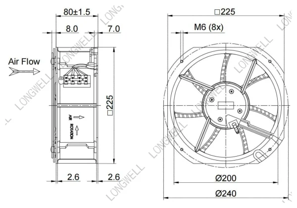 LWAD3G200HS-7MKB-02 外形尺寸图 LONGWELL 朗伟