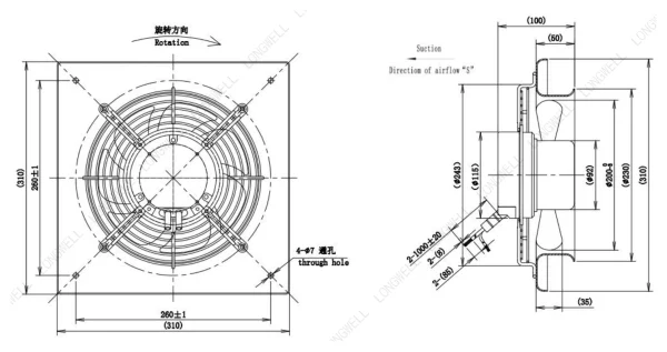 LWAE3G200SS-7MGW-11 外形尺寸图 dimension drawing LONGWELL 朗伟