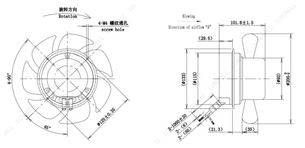 LWAE3G200ST-7MNW-08 外形尺寸图 dimension drawing LONGWELL 朗伟