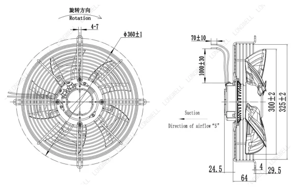 LWAE3G300SS-5PEW-09 外形尺寸图 LONGWELL 朗伟