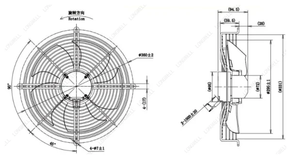 LWAE3G300SS-5PEW-12 外形尺寸图 LONGWELL 朗伟