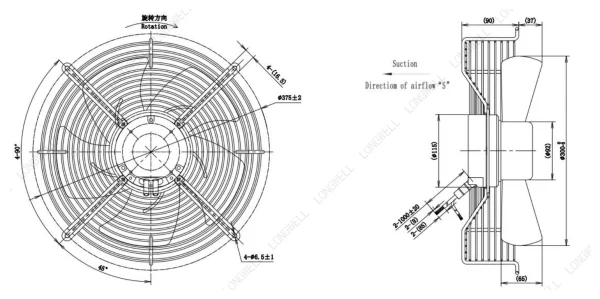 LWAE3G315SS-5PEW-03 外形尺寸图 LONGWELL 朗伟