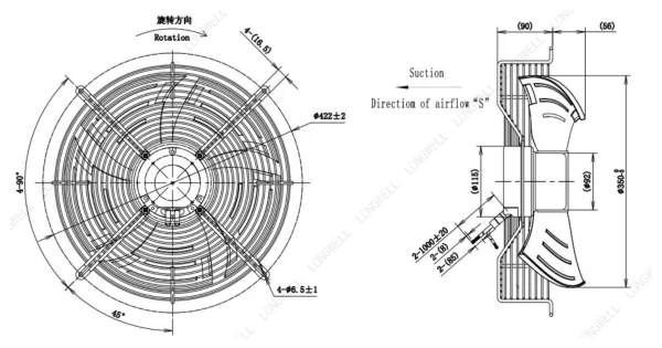 LWAE3G350SS-5PEW-03 外形尺寸图 LONGWELL 朗伟