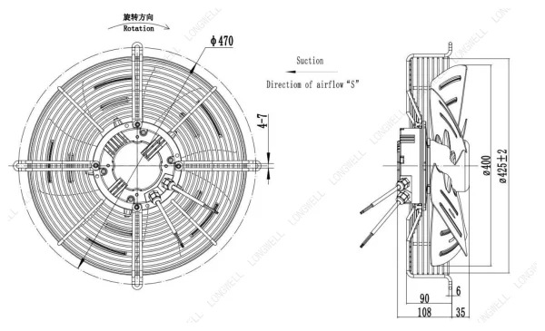 LWAE3G400SS-5MEW-09 外形尺寸图 LONGWELL 朗伟