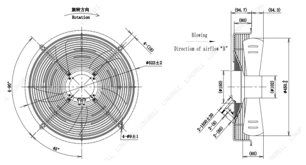 LWAE3G450ST-5MEW-04 外形尺寸图 LONGWELL 朗伟
