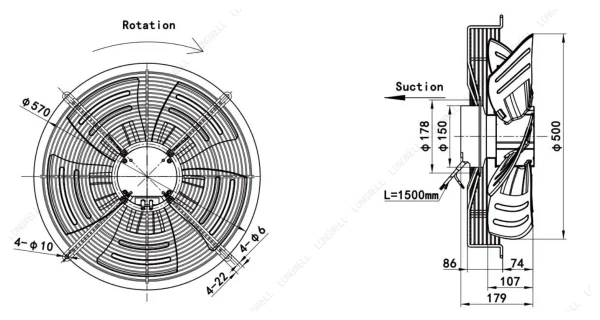 LWAE3G500SS-5PKW-15 外形尺寸图 LONGWELL 朗伟