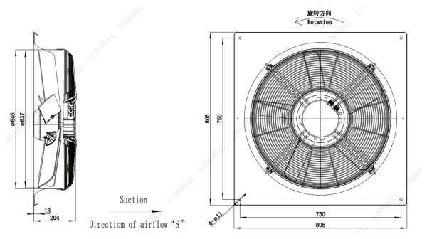 LWAE3G630SS-5MKW-07 外形尺寸图 dimension drawing LONGWELL 朗伟