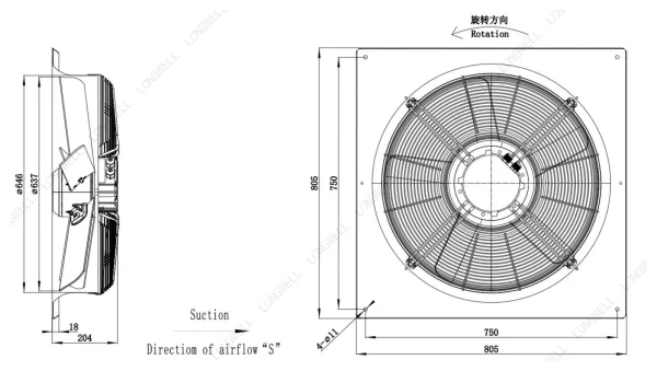 LWAE3G630TS-5MKW-08 外形尺寸图 LONGWELL 朗伟