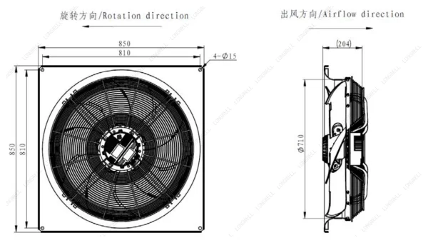 LWAE3G710TS-5MKW-02 外形尺寸图 dimension drawing LONGWELL 朗伟