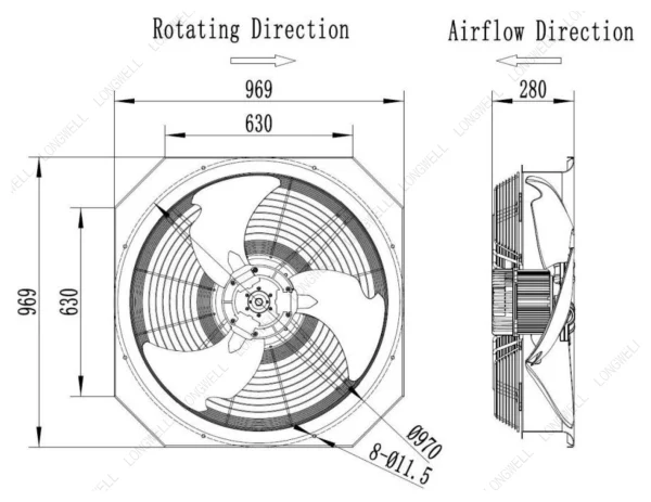 LWAE3G800TS-5MKW-04 外形尺寸图 dimension drawing LONGWELL 朗伟