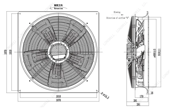 LWAE3G900TS-5PKW-02 外形尺寸图 dimension drawing LONGWELL 朗伟