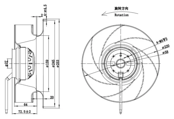 LWBA2D220-092NT-06 外形尺寸图 LONGWELL 朗伟