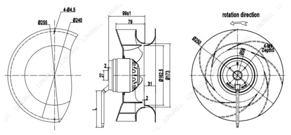 LWBA2D250-092NT-10 外形尺寸图 LONGWELL 朗伟