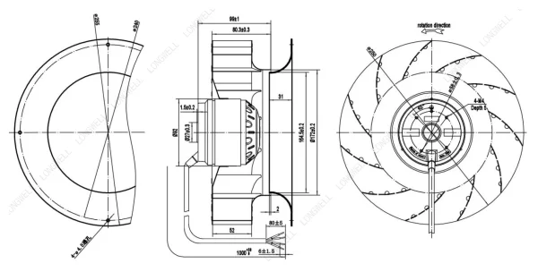 LWBA2D250-092NT-15 外形尺寸图 dimension drawing LONGWELL 朗伟