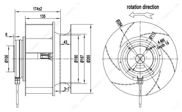 LWBA2D280-138NT-09 外形尺寸图 dimension drawing LONGWELL 朗伟