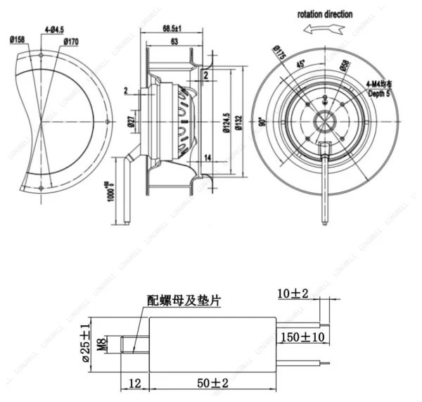 LWBA2E175-092NS-05 外形尺寸图 dimension drawing LONGWELL 朗伟