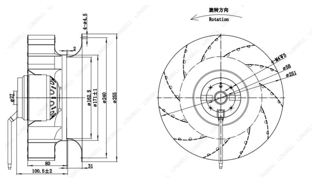 LWBA2E250-092NS-14 外形尺寸图