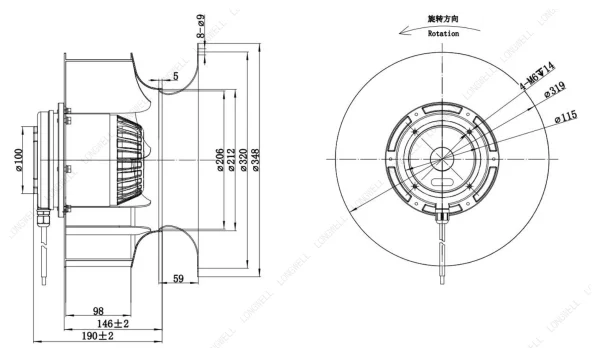LWBA4D315-138NT-15 外形尺寸图 dimension drawing LONGWELL 朗伟