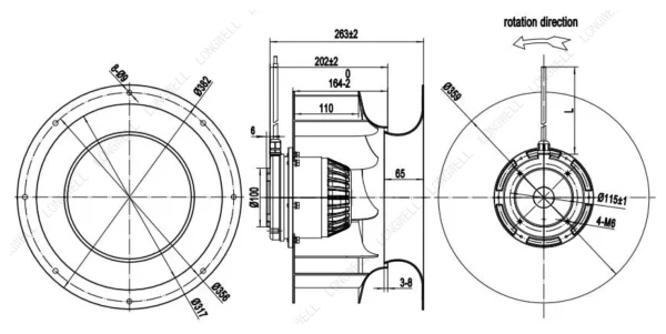 LWBA4D355-138NT-11 外形尺寸图 dimension drawing LONGWELL 朗伟