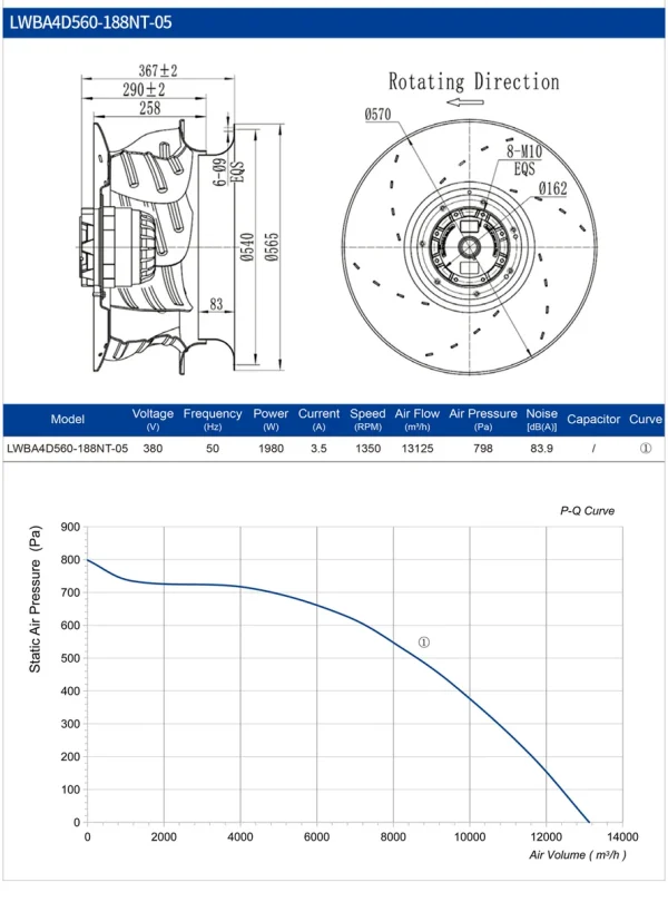 LWBA4D560-188NT-05 LWBA4D560-188NT-05 后倾式离心风机 Ø560mm