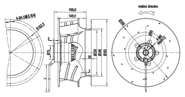 LWBA4E355-102NS-01 外形尺寸图 dimension drawing LONGWELL 朗伟