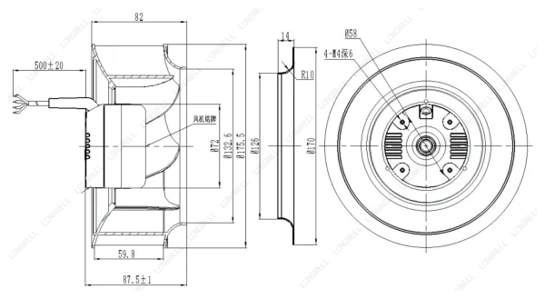 LWBD3G175-072NM-04 外形尺寸图 LONGWELL 朗伟