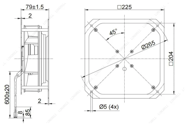 LWBD3G190-072NH-05 外形尺寸图 dimension drawing LONGWELL 朗伟