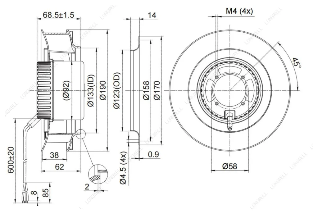 LWBD3G190-092NM-06 外形尺寸图