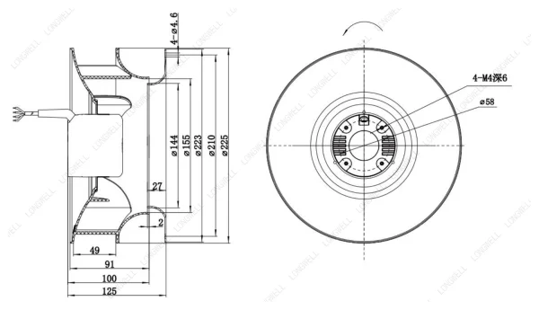 LWBD3G225-092NH-06 外形尺寸图 LONGWELL 朗伟