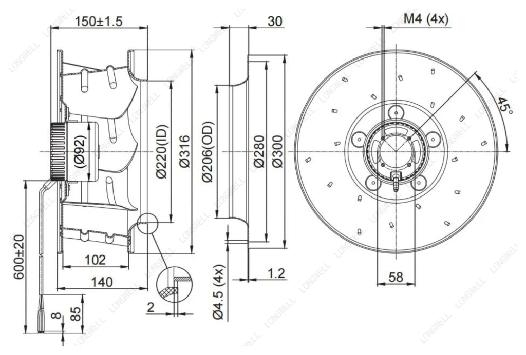 LWBD3G310-092NM-01 外形尺寸图