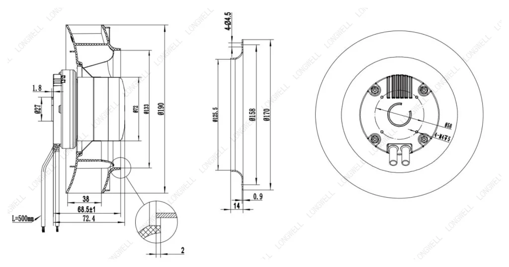 LWBE3G190-072NS-13 外形尺寸图