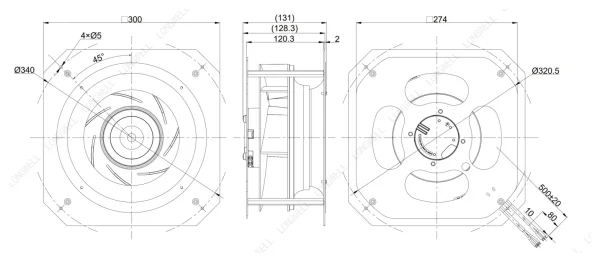 LWBE3G250-072PS-15 外形尺寸图 dimension drawing LONGWELL 朗伟