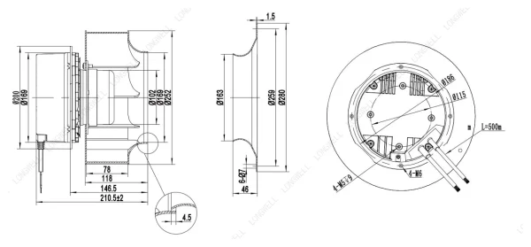 LWBE3G250-102NS-20 外形尺寸图 LONGWELL 朗伟