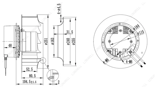 LWBE3G250-102NS-24 外形尺寸图 LONGWELL 朗伟