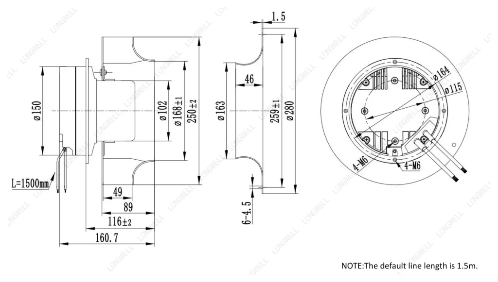 LWBE3G250-102NS-25 外形尺寸图