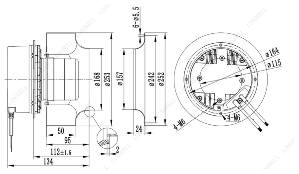 LWBE3G250-102NS-26 外形尺寸图 LONGWELL 朗伟