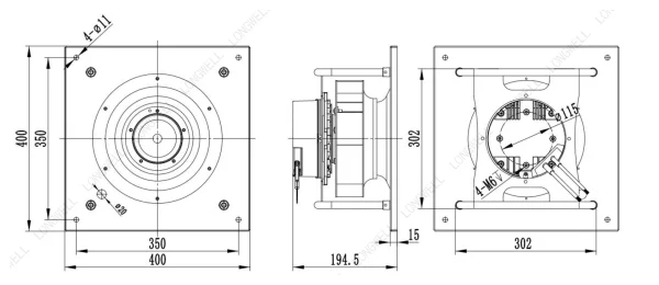 LWBE3G250-102PS-22 外形尺寸图 LONGWELL 朗伟