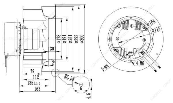 LWBE3G280-102NS-14 外形尺寸图 LONGWELL 朗伟