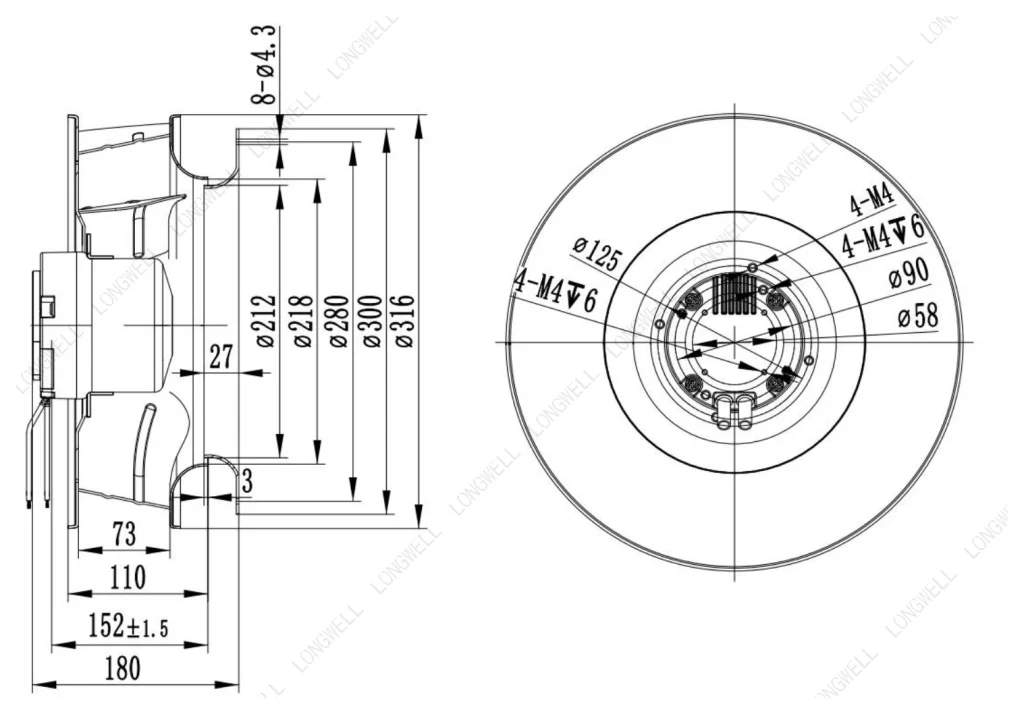 LWBE3G310-092NS-20 外形尺寸图