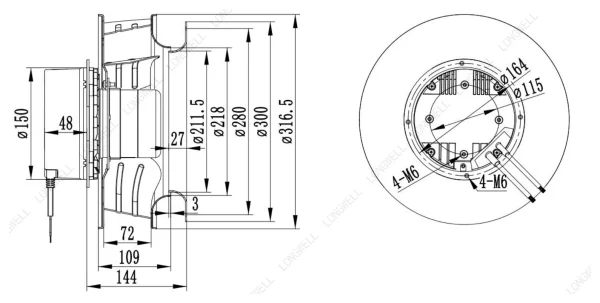 LWBE3G310-102NS-18 外形尺寸图 LONGWELL 朗伟