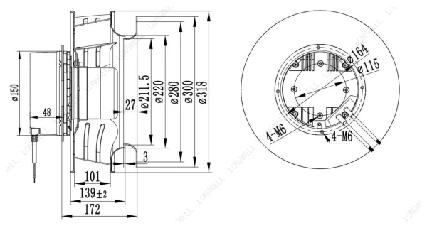 LWBE3G310-102NS-19 外形尺寸图 LONGWELL 朗伟
